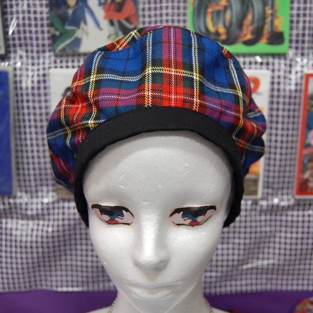 タータンチェック　ベレー帽:ブルー レディースの帽子(ハンチング/ベレー帽)の商品写真