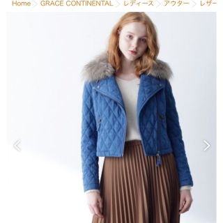 GRACE CONTINENTAL - グレースコンチネンタル♡リアルファーデニムキルトライダースジャケット