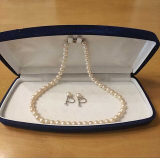 【シルバー刻印付】パールネックレス イヤリングセット 7mm〜7.5mm 真珠