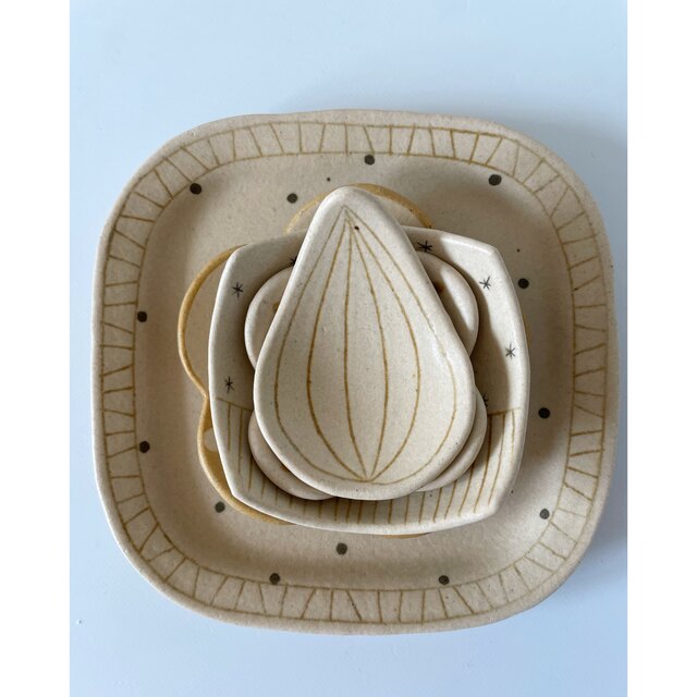 吉田千穂 穂屋工房 ドットプレート 花 輪花 ドット 鉢 豆皿 陶器 器