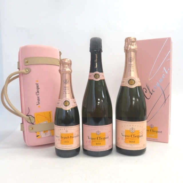 未開封★Veuve Clicquot【ヴーヴクリコ】 ロゼ ローズラベル 3本セット 375/750ml 箱付【中古】の通販 by