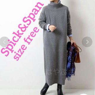 スピックアンドスパン(Spick & Span)の《WEB限定》Spick&Span　カシミヤウールタートルワンピース　グレー　F(ロングワンピース/マキシワンピース)