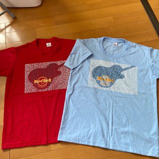 ハードロックカフェ(Hard Rock CAFE)のハードロックカフェTシャツ　お揃い　ペア　水色　赤　150.160センチ(Tシャツ/カットソー)