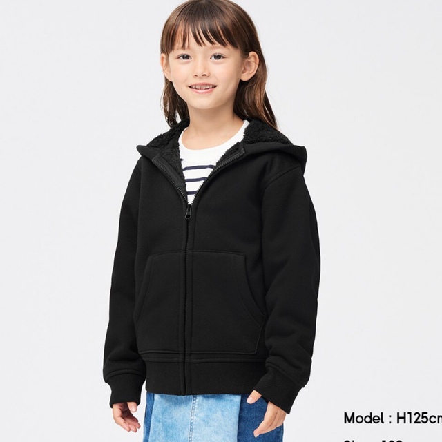 GU(ジーユー)のGU 裏ボアフルジップパーカー　 キッズ/ベビー/マタニティのキッズ服男の子用(90cm~)(ジャケット/上着)の商品写真