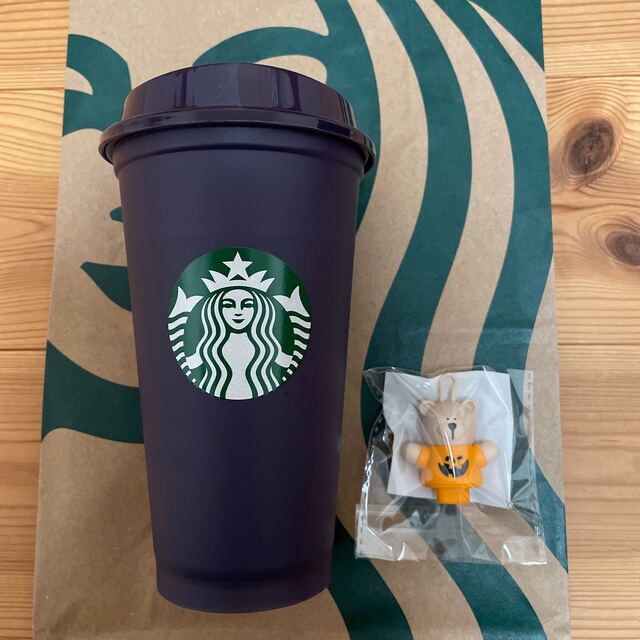 Starbucks Coffee(スターバックスコーヒー)のスタバ　ハロウィン　カラーチェンジング　リユーザブルカップ　ベアリスタ　キャップ インテリア/住まい/日用品のキッチン/食器(タンブラー)の商品写真