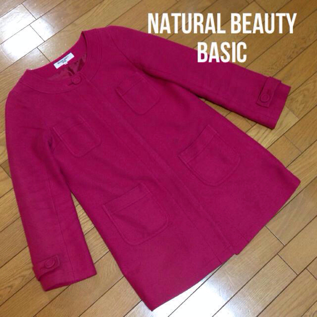 NATURAL BEAUTY BASIC(ナチュラルビューティーベーシック)のノーカラーコート レディースのジャケット/アウター(ロングコート)の商品写真