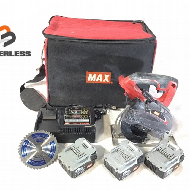 ☆品☆ MAX マックス 14.4V 充電式チップソーカッタ PJ-CS52MA バッテリー3個付き 充電器付き 切断機 電動工具 59853