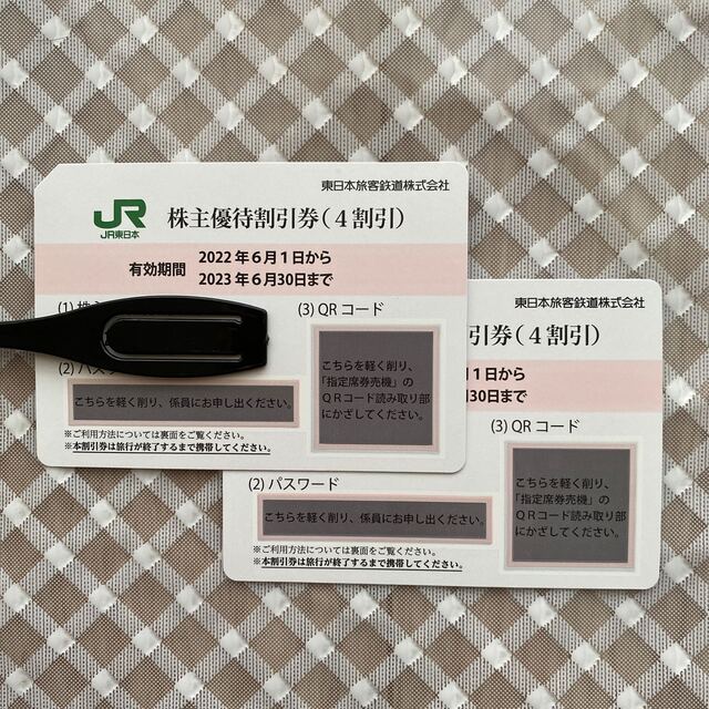JR東日本　株主優待　割引券　2枚