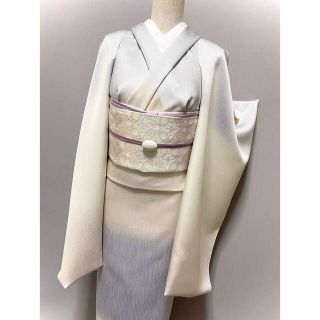 お仕立て付き【西陣織袋帯◆優彩段暈し 花七宝】ミントグリーン クリームイエロー