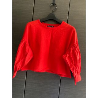 ベルシュカ(Bershka)のお値下げ⭐️袖異素材⭐️長袖カットソー⭐️赤⭐️ベルシュカ(カットソー(長袖/七分))