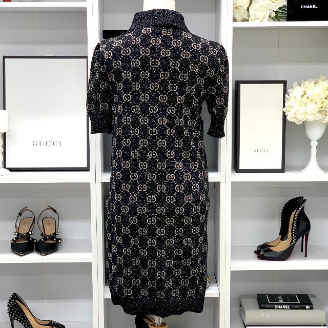 Gucci - 5201 グッチ GGジャカード ラメ 半袖 襟付き ワンピース