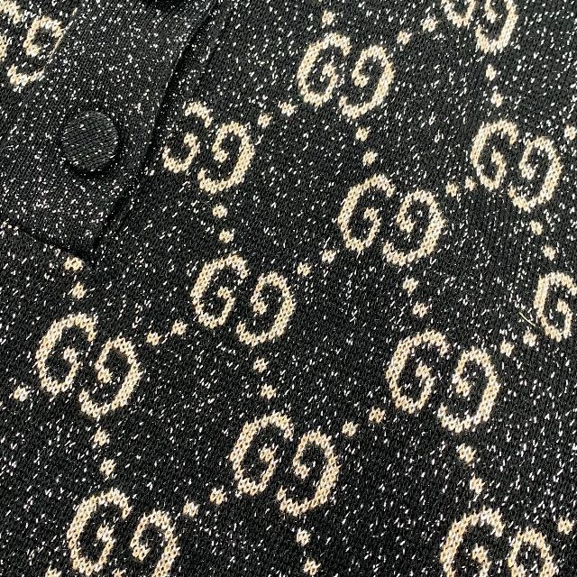 Gucci(グッチ)の5201 グッチ GGジャカード ラメ 半袖 襟付き ワンピース ブラック レディースのワンピース(ミニワンピース)の商品写真