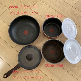 ティファール(T-fal)のティファール アイリスオーヤマ 混合セット とって フタ付き(鍋/フライパン)