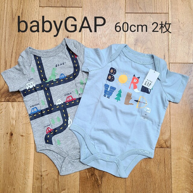 babyGAP(ベビーギャップ)のbabyGap ロンパース(半袖)60cm 2枚 キッズ/ベビー/マタニティのベビー服(~85cm)(ロンパース)の商品写真