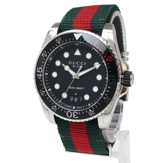 値下げ】 レッド グリーン 腕時計 クォーツ DIVE ダイヴ グッチ