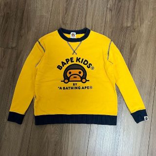 アベイシングエイプ(A BATHING APE)のBAPE キッズ スウェットトレーナー 140cm サイズ イエロー MILO(ジャケット/上着)