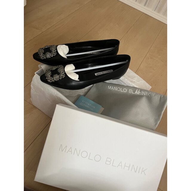 【新品】 MANOLO BLAHNIK - マノロブラニク hangisi レザー フラット 37 ハイヒール+パンプス