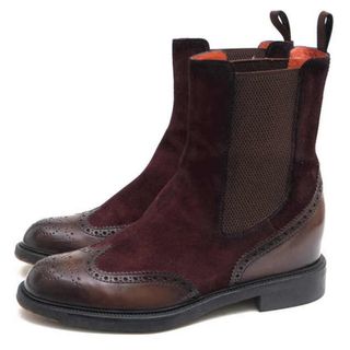 サントーニ(Santoni)のサントーニ／Santoni サイドゴアブーツ シューズ 靴 メンズ 男性 男性用スエード スウェード レザー 革 本革 レッド ブラウン 赤 茶  52703 S61 メダリオン ウイングチップ(ブーツ)