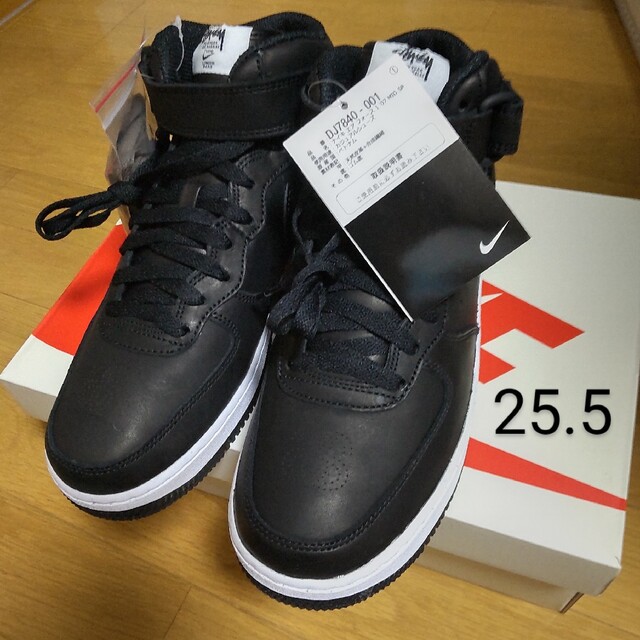 Stussy×Nike Air Force 1 Mid Black 25.5