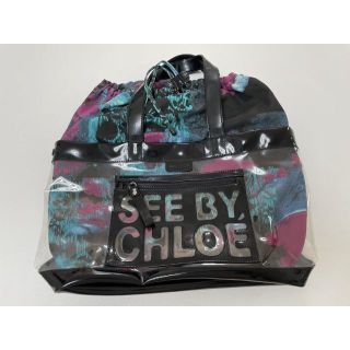 シーバイクロエ(SEE BY CHLOE)の美品　シーバイクロエ　３WAYビーチバッグ　ビニール　荷物大　アウトドア(ハンドバッグ)