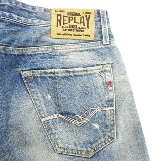 Replay(リプレイ)のリプレイ JENNON デニムパンツ ジーンズ ダメージ加工 青 29 ■SM0 メンズのパンツ(デニム/ジーンズ)の商品写真