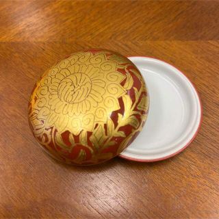 小野珀子 金襴手香合 共箱栞 茶道具  小野次郎 釉裏金彩