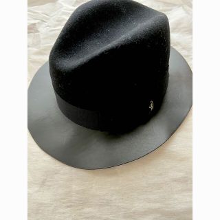 ボルサリーノ(Borsalino)の未使用品ボルサリーノカーフレザーハット黒フェルトウール秋冬お洒落滝マキモデル(ハット)