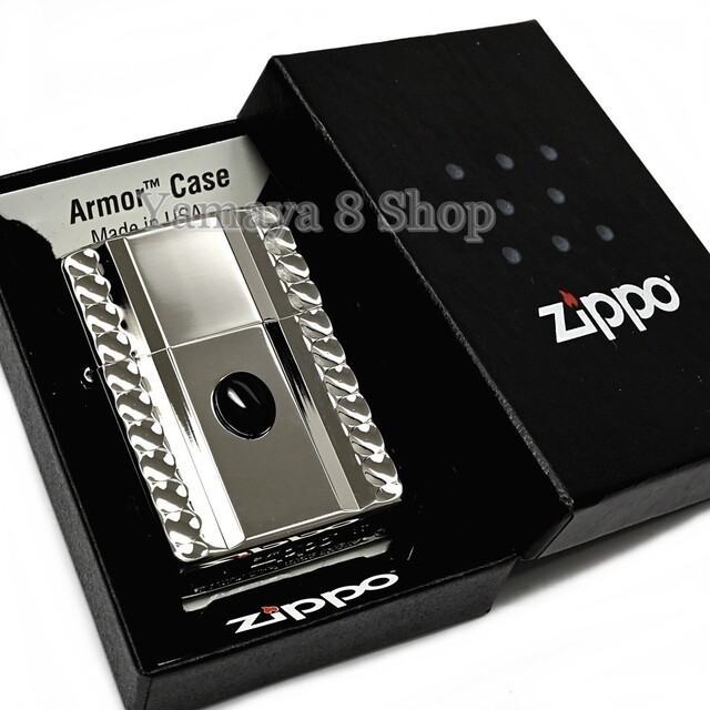 新品 ZIPPO アーマーダイヤカット オニキス 両面 SV ジッポー ライター