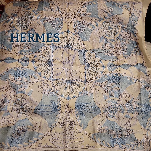 バンダナ/スカーフタグ付き　未使用　レア　HERMES　エルメス　シルク　スカーフ　カレ90