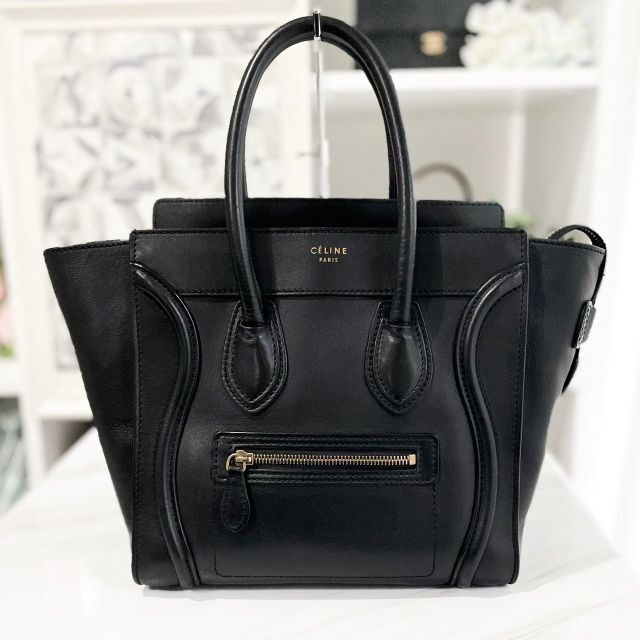 超人気の celine - セリーヌ ラゲージ マイクロ レザー 黒 トート