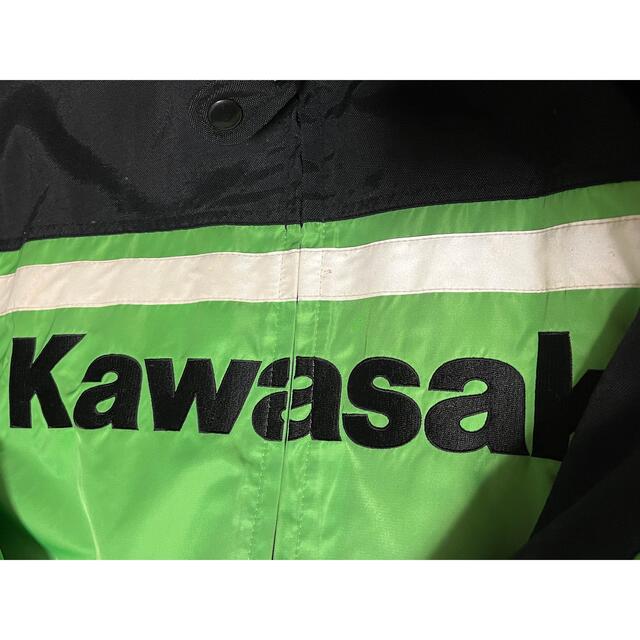 カワサキ(カワサキ)のKAWASAKI カワサキ、ライダースジャケット ライムグリーン　Lサイズ メンズのジャケット/アウター(ライダースジャケット)の商品写真