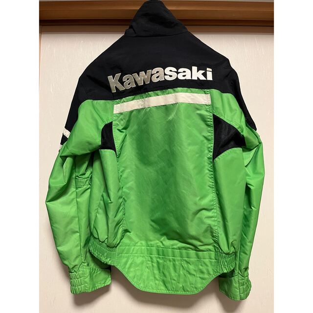 カワサキ(カワサキ)のKAWASAKI カワサキ、ライダースジャケット ライムグリーン　Lサイズ メンズのジャケット/アウター(ライダースジャケット)の商品写真