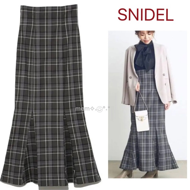 ♡スナイデル♡SNIDEL♡ハイウエスト♡チェックスカート♡タイトヘムフレア♡