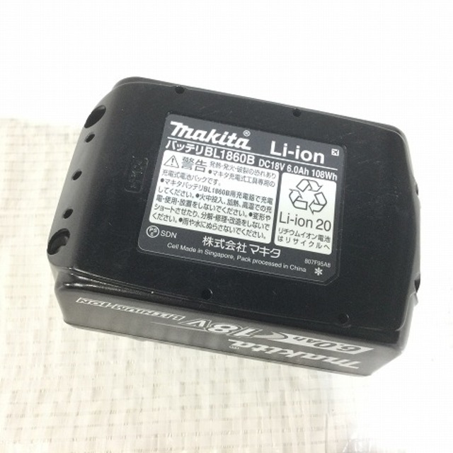 【ファッション通販】 ☆極美品☆makita マキタ 18V 6.0Ah 残量表示付き 純正 リチウムイオンバッテリー BL1860B 電池パック 充電池 急速充電対応 60338