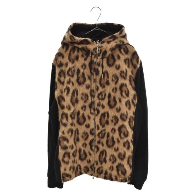 roarguns ロアーガンズ LEOPARD PATTERN ZIP HOODIE 18FGB-RF03 レオパード ジップアップ パーカー ヒョウ柄 スウェット ブラウン/ブラック