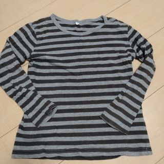 ムジルシリョウヒン(MUJI (無印良品))の無印良品 ブラック×グレー ロングTシャツ 130cm(Tシャツ/カットソー)