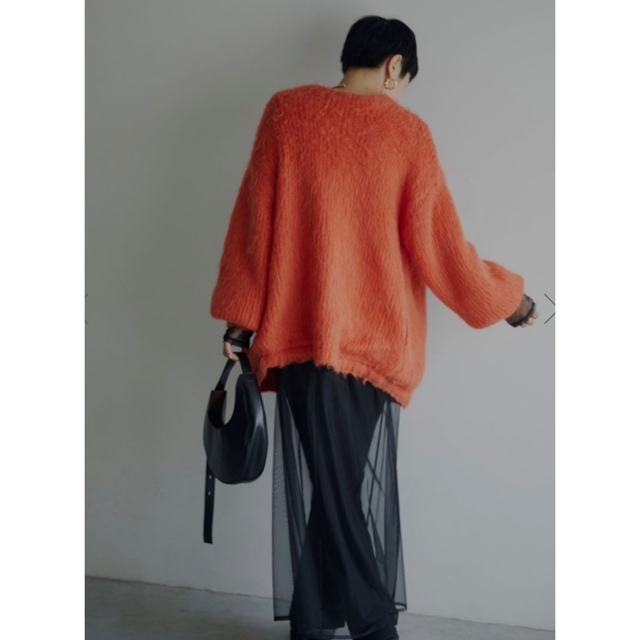 Ameri VINTAGE(アメリヴィンテージ)の2WAY MOHAIR SHAGGY KNIT オレンジ レディースのトップス(カーディガン)の商品写真