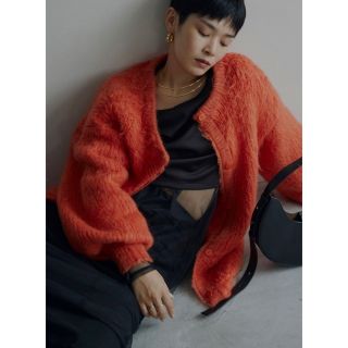 アメリヴィンテージ(Ameri VINTAGE)の2WAY MOHAIR SHAGGY KNIT オレンジ(カーディガン)