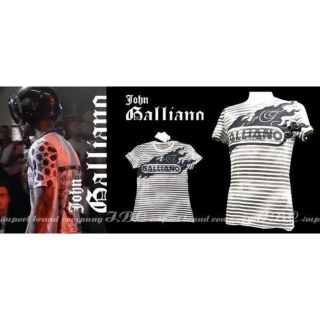 ジョンガリアーノ(John Galliano)の★galliano ジョンガリアーノ★オーバーダイボーダーTシャツ★S★キャメル(Tシャツ/カットソー(半袖/袖なし))