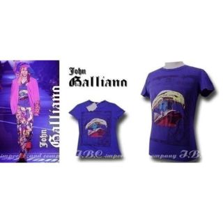 ジョンガリアーノ(John Galliano)のgalliano ジョンガリアーノナポレオンプリントTシャツブルーパープル青紫M(Tシャツ/カットソー(半袖/袖なし))