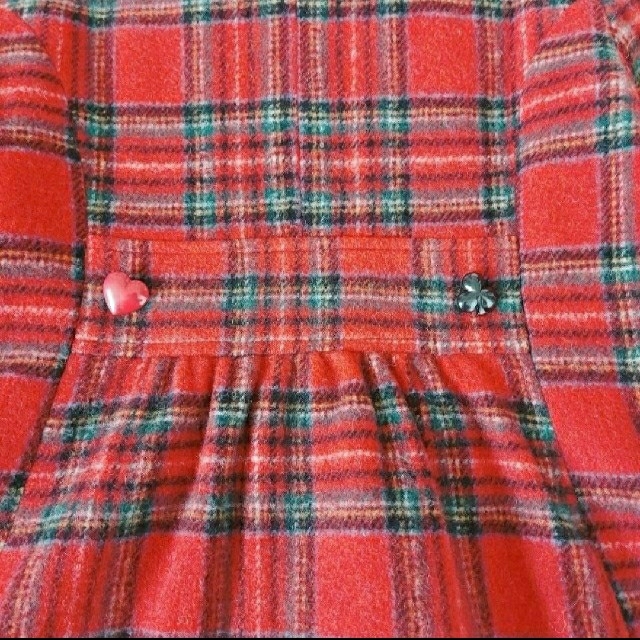 Shirley Temple(シャーリーテンプル)のシャーリーテンプル 赤チェックコート トランプボタン キッズ/ベビー/マタニティのキッズ服女の子用(90cm~)(コート)の商品写真