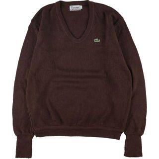 ラコステ(LACOSTE)の古着 70年代 ラコステ LACOSTE IZOD Vネック アクリルニットセーター メンズXL ヴィンテージ /eaa266655(ニット/セーター)