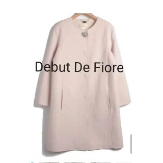 デビュードフィオレ(Debut de Fiore)のDebut De Fiore  定価11800円ビジューノーカラーコート38(ロングコート)