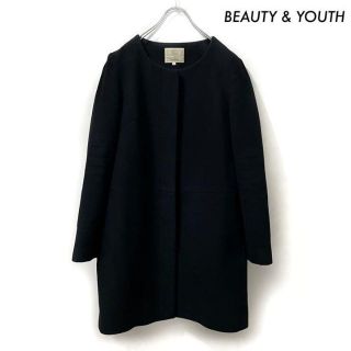 ビューティアンドユースユナイテッドアローズ(BEAUTY&YOUTH UNITED ARROWS)のBEAUTY & YOUTH★ノーカラー ロングコート アンゴラ混 ブラック 黒(ノーカラージャケット)