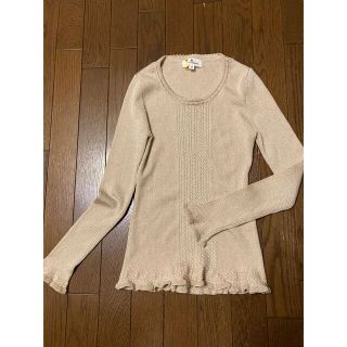 クレージュ(Courreges)のクレージュ　ラメカットソー　ベージュ　38(カットソー(長袖/七分))