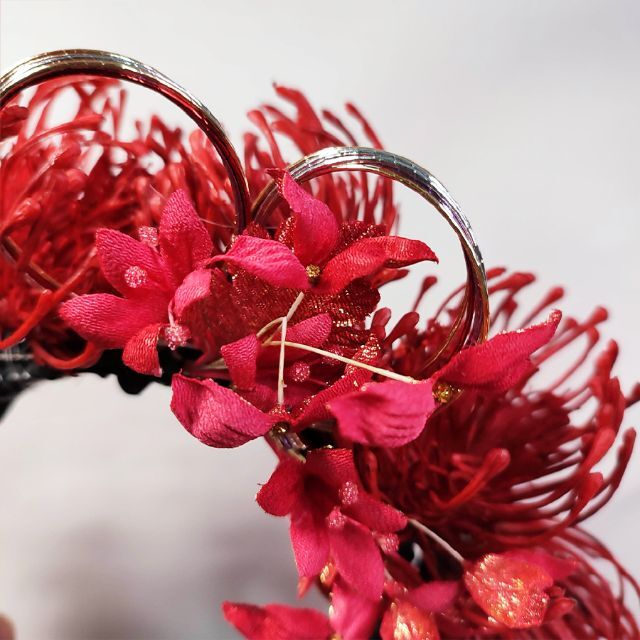 ◆赤い花の和装カチューシャ 1