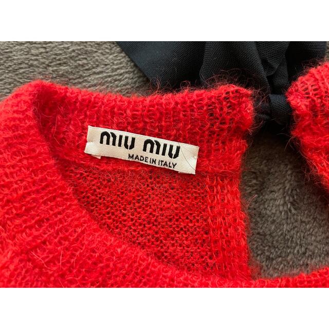 MIU MIU - miumiu 赤 リボン ニットの通販 by Miho Miura's shop MIU MIU - miumiu 赤 リボン ニットの通販 by Miho Miura's shop