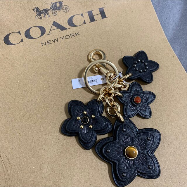 COACH  ワイルドフラワー ミックス バッグチャーム ブラック