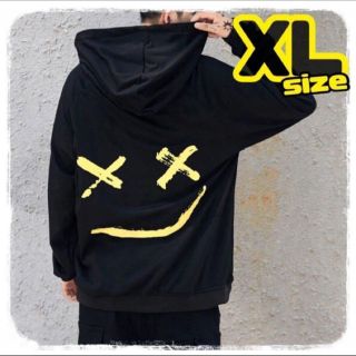 オーバーサイズ　パーカー　XXL　ゆるだぼ　黒　黄　ビッグシルエット　人気　韓国(パーカー)