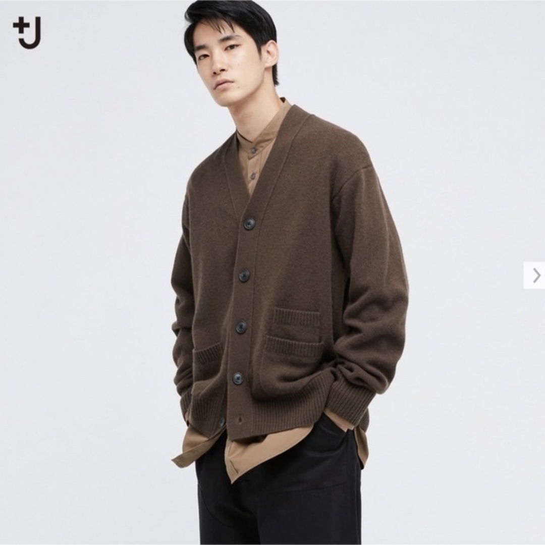 UNIQLO(ユニクロ)のuniqlo+j プレミアムラムVネックカーディガン XL 茶 メンズのトップス(カーディガン)の商品写真